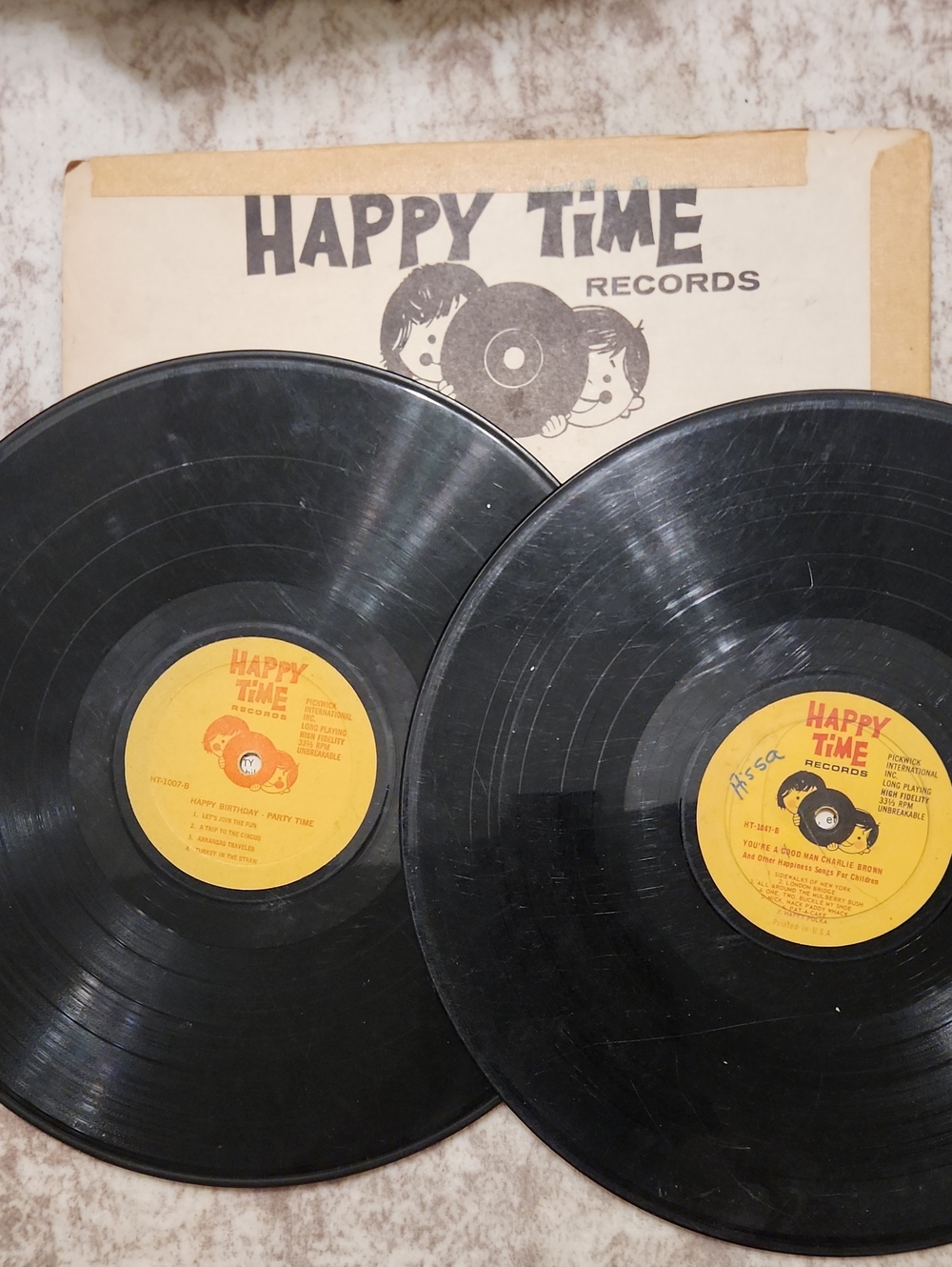 Happy Time Records Vintage 2-Record Set — Black with Yellow Labels